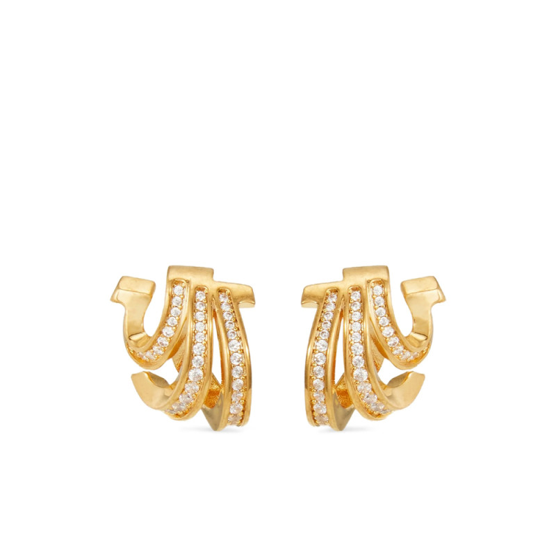 Ferragamo Triple-Gancini Crystal-hoop Earrings