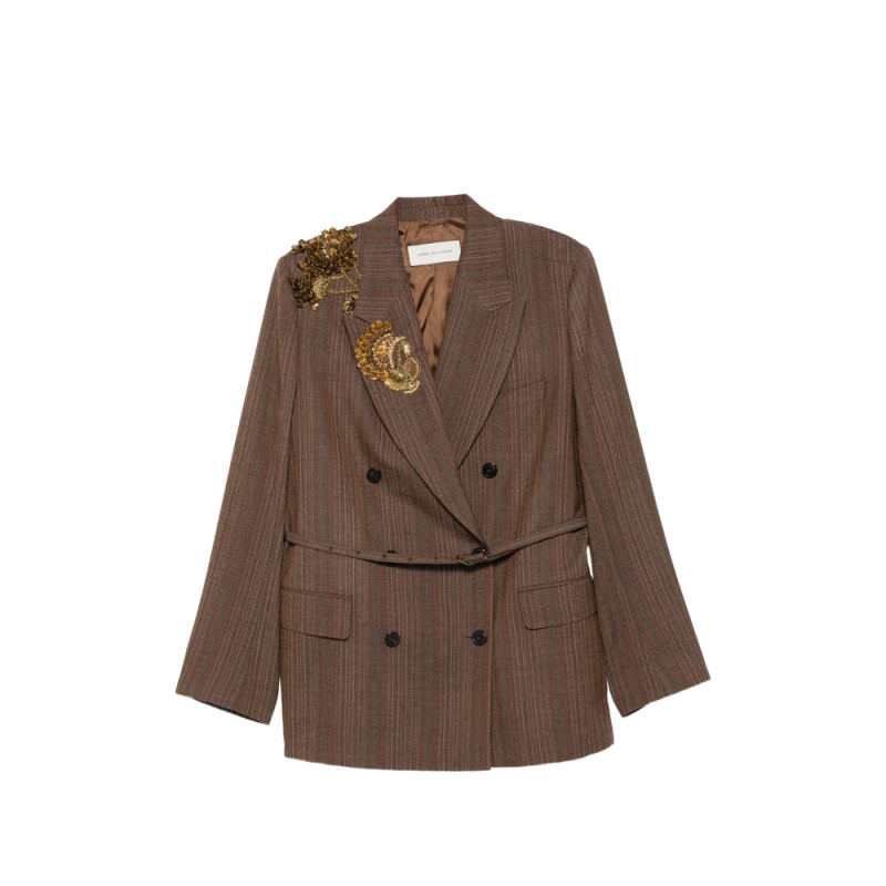 Dries Van Noten Sequin-embellished Pinstripe Jacket