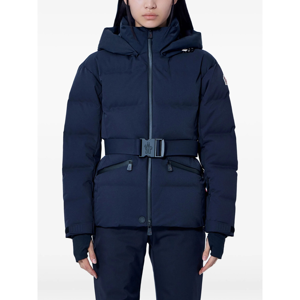 Moncler Grenoble Puffer Jacket In Quilted Construction With Hood. High NeckZip FasteningAdjustable BeltFront Zip Pockets
