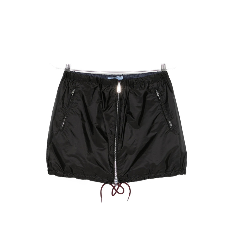 Prada Mini Zip-up Bubble-hem Skirt