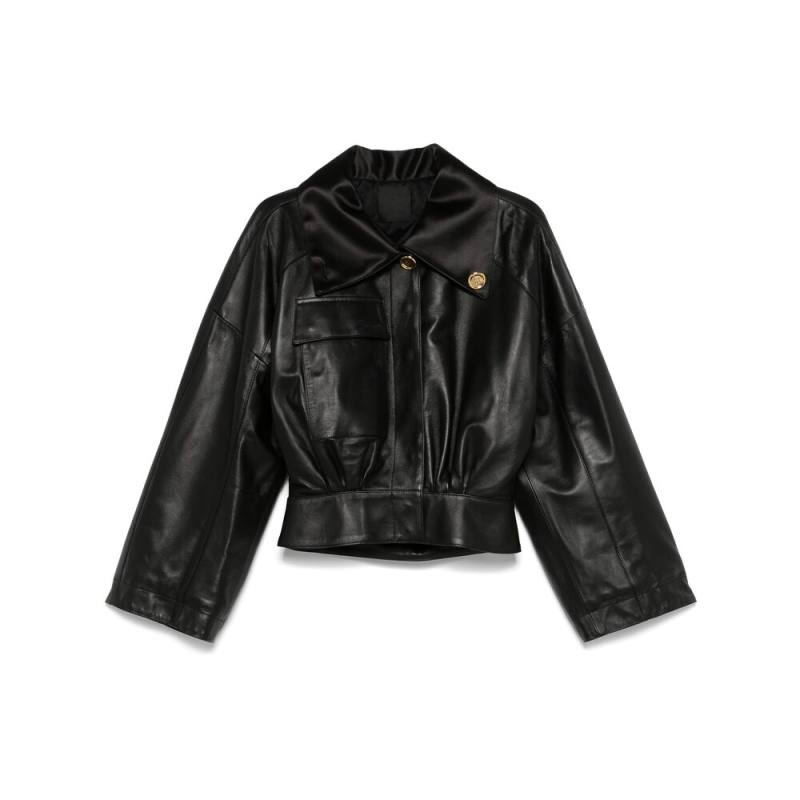 Givenchy Adjustable-collar Leather Jacket