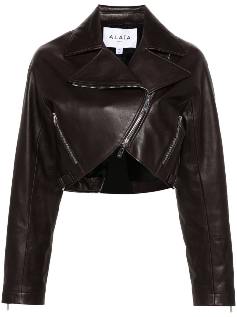 cropped leather biker jacket