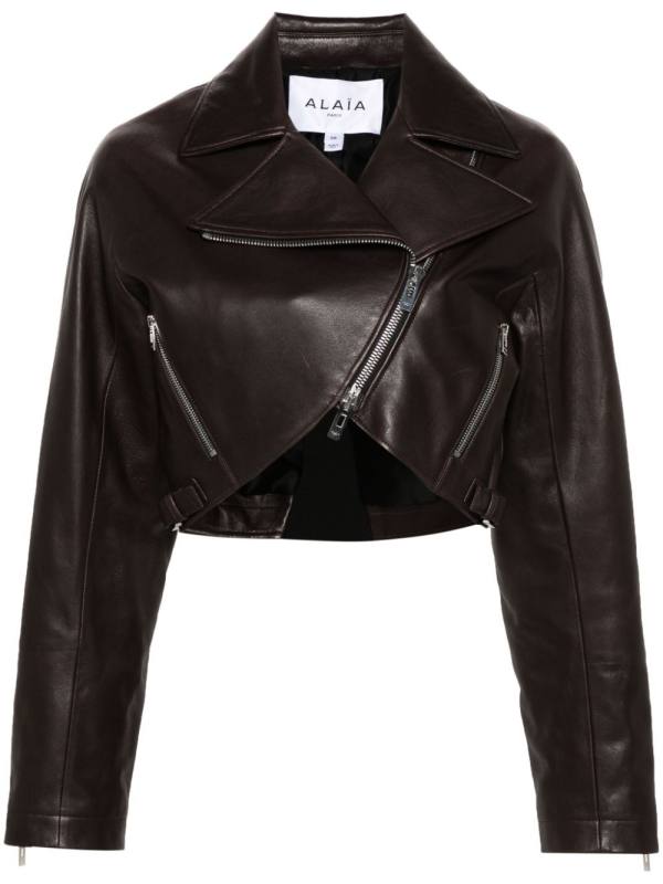 cropped leather biker jacket