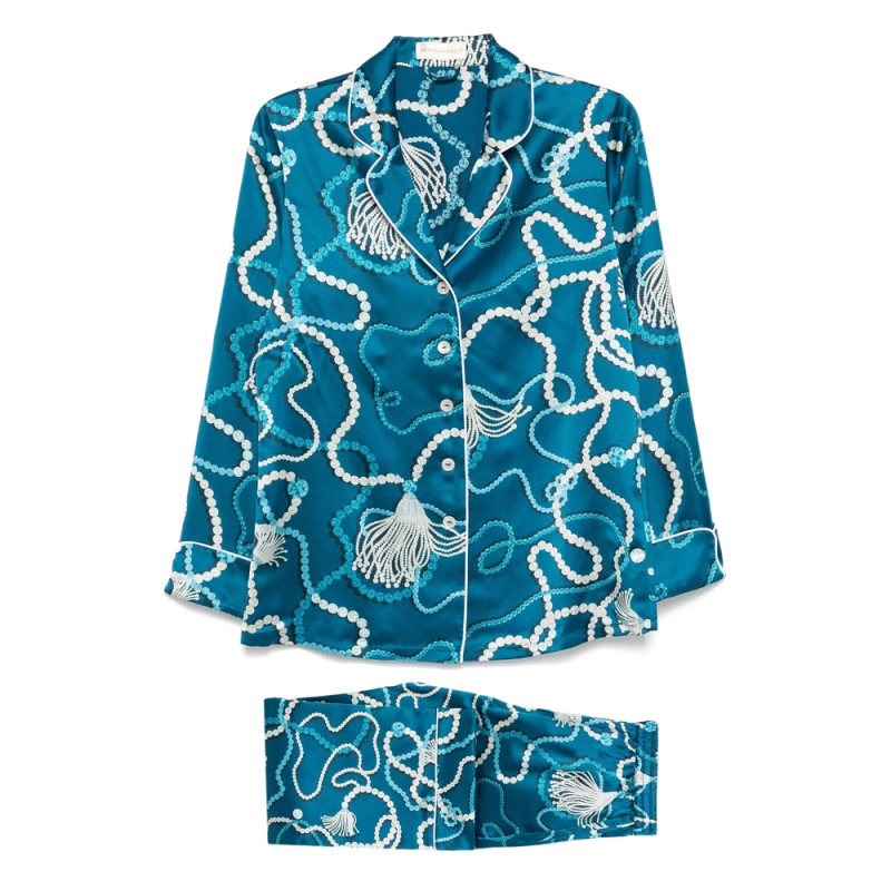 Olivia Von Halle Graphic-print Silk Pajamas