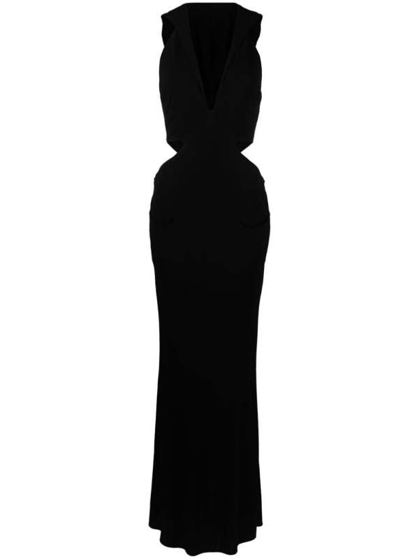 draped-back V-neck dress