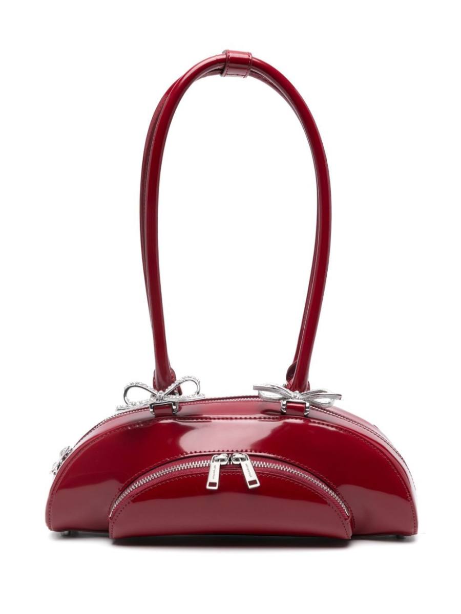 leather curved shoulder bag