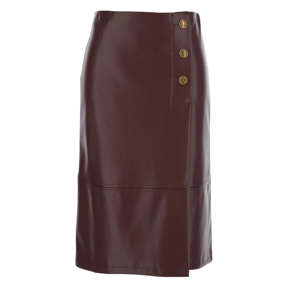 Twinset Button-detailed Leather Midi Skirt