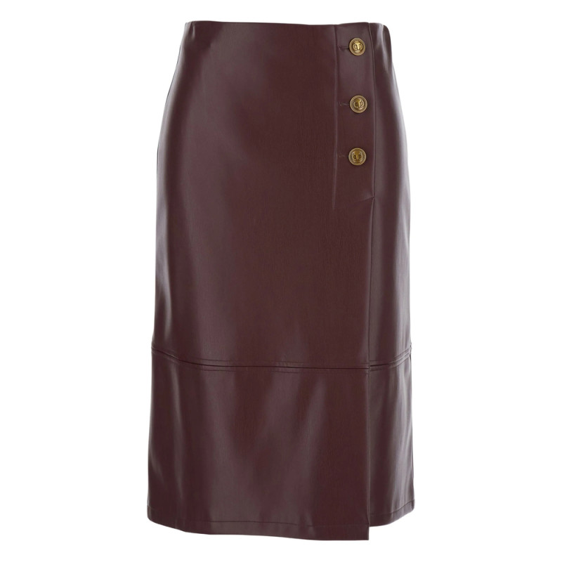 Twinset Button-detailed Leather Midi Skirt