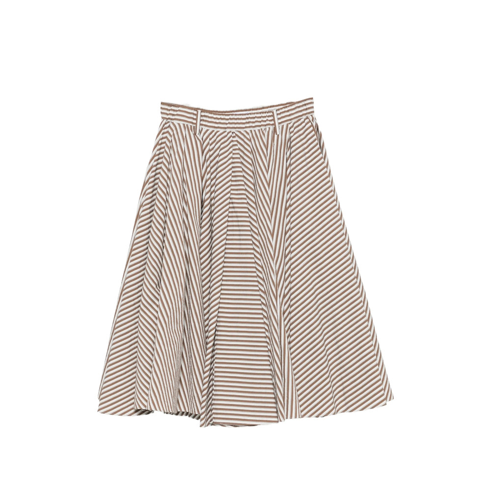 Brunello Cucinelli Striped Pleated Midi Skirt