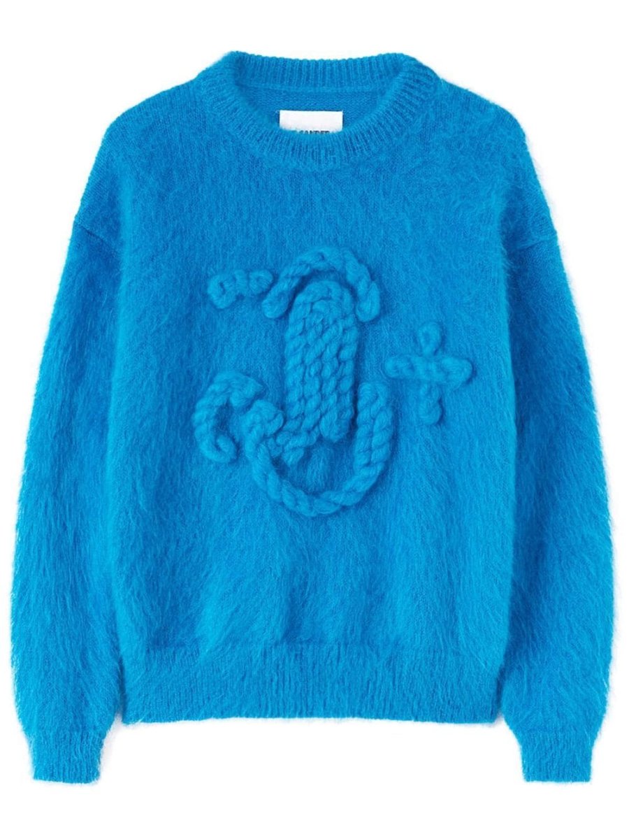 logo-embroidered chunky-knit jumper