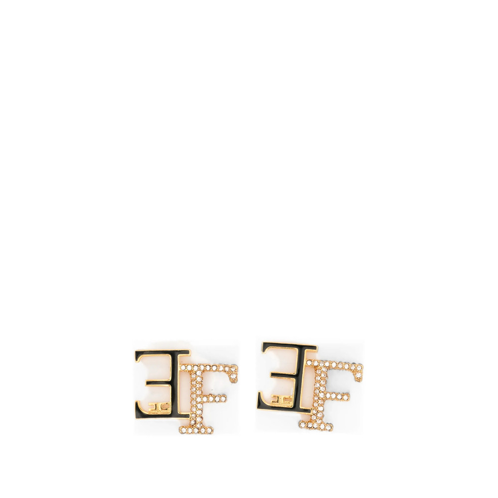 Elisabetta Franchi Logo-plaque Crystal-embellished Earrings