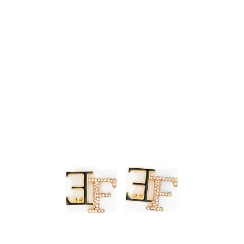 Elisabetta Franchi Logo-plaque Crystal-embellished Earrings