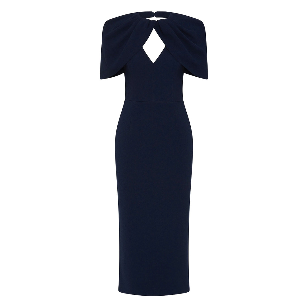 Rebecca Vallance Petal-sleeve Draped Midi Dress