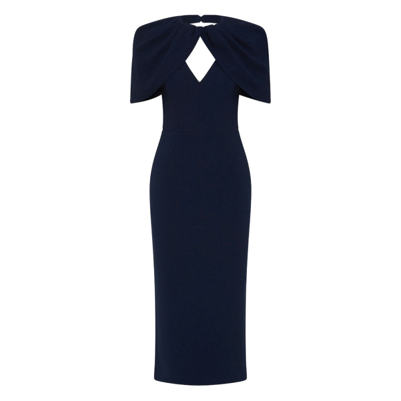 Rebecca Vallance Petal-sleeve Draped Midi Dress