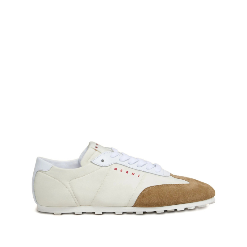 Marni Softy Soccer Suede-detail Leather Sneakers