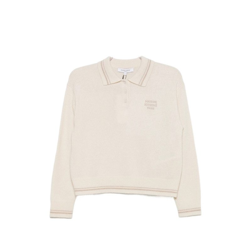 Maison Kitsuné Logo-embroidered Striped-trim Sweater