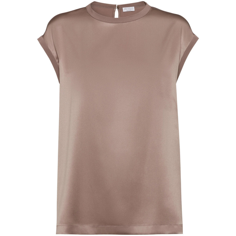 Brunello Cucinelli Monili-embellished Satin T-shirt