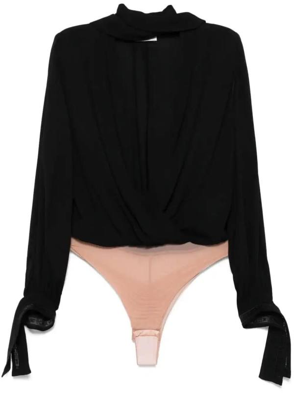 tie-neck georgette bodysuit