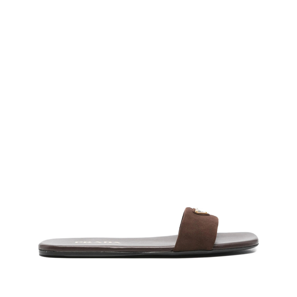 Prada Logo-plaque Leather Slides
