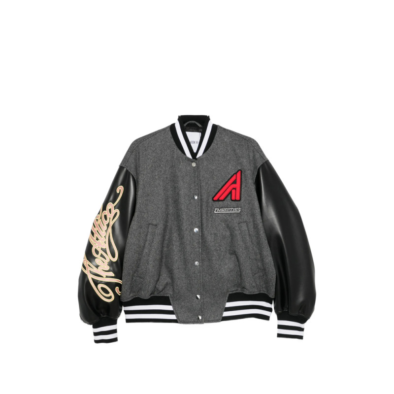 The Attico Logo-patch Panelled Bomber Jacket
