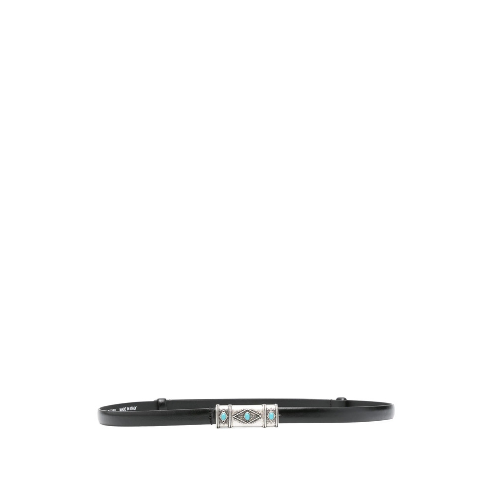 Ba & sh Turquoise-embellished Leather Belt