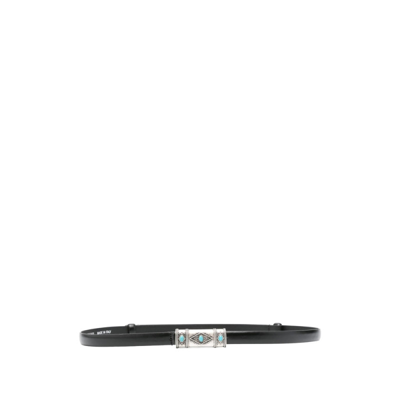Ba & sh Turquoise-embellished Leather Belt