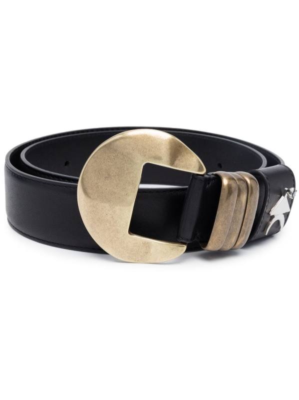 logo-plaque leather belt