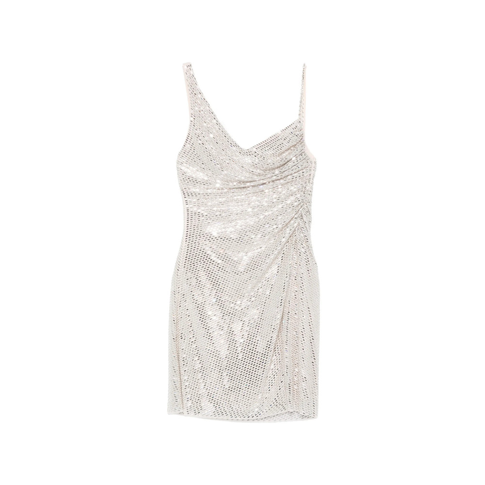 Self-portrait Rhinestone-embellished Ruched Mini Dress