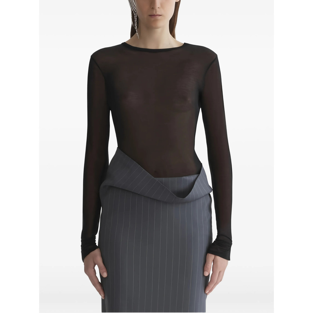 Mugler Long-sleeved Sheer Top