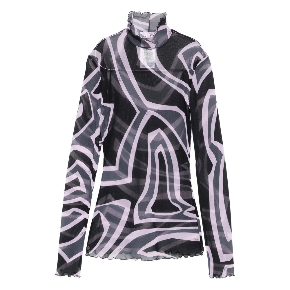 Pucci Abstract-print Mesh Top