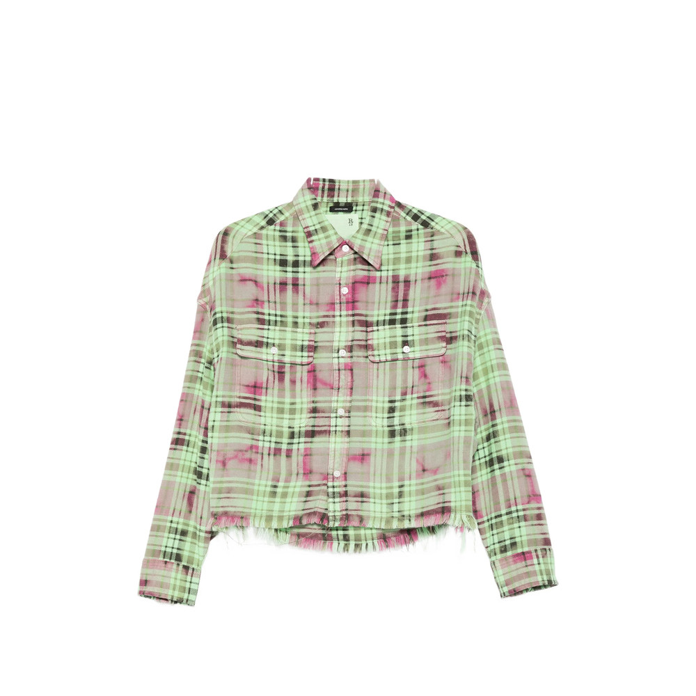 R13 Plaid Frayed Shirt