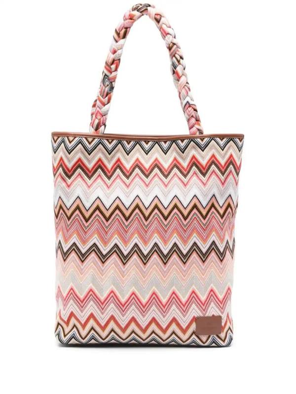 zigzag-woven tote bag