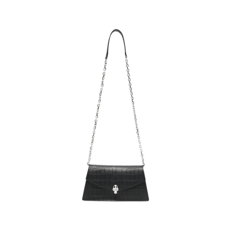 Alexander Mcqueen Skull Crocodile-effect Shoulder Bag