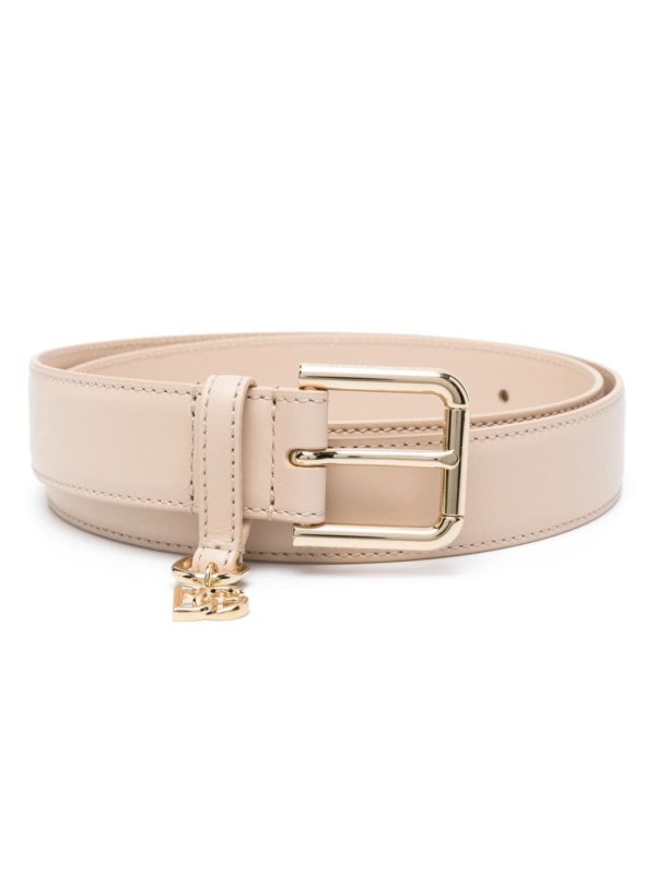 logo-charm leather belt