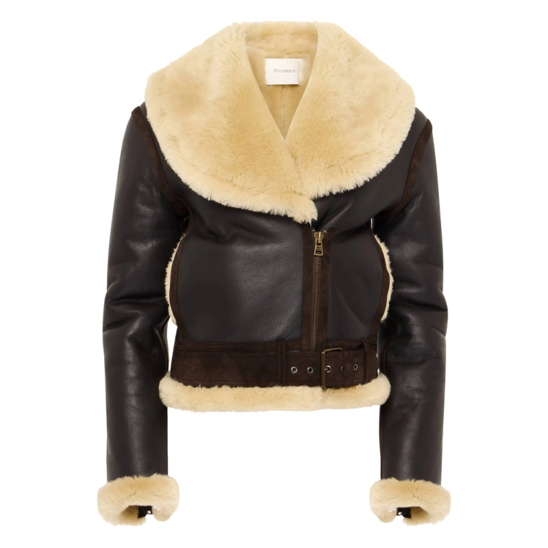 Jw Anderson Shearling-collar Leather Jacket