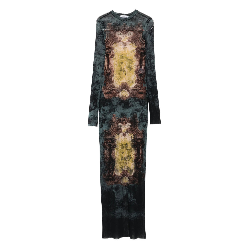 Jean Paul Gaultier Baroque-print Long-sleeved Maxi Dress