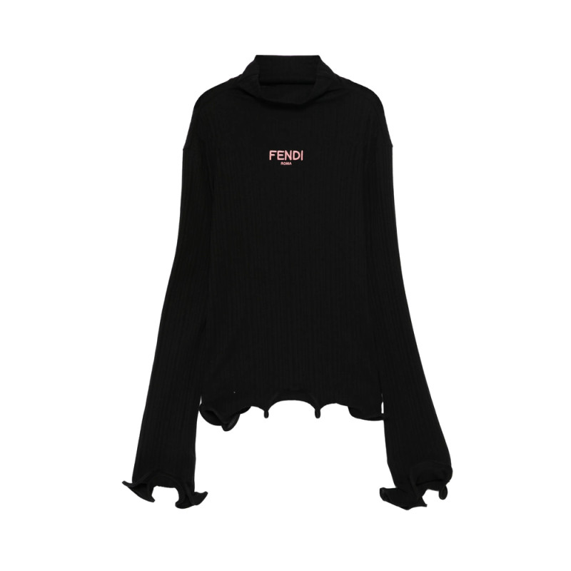 Fendi Ruffled Long-sleeve Top