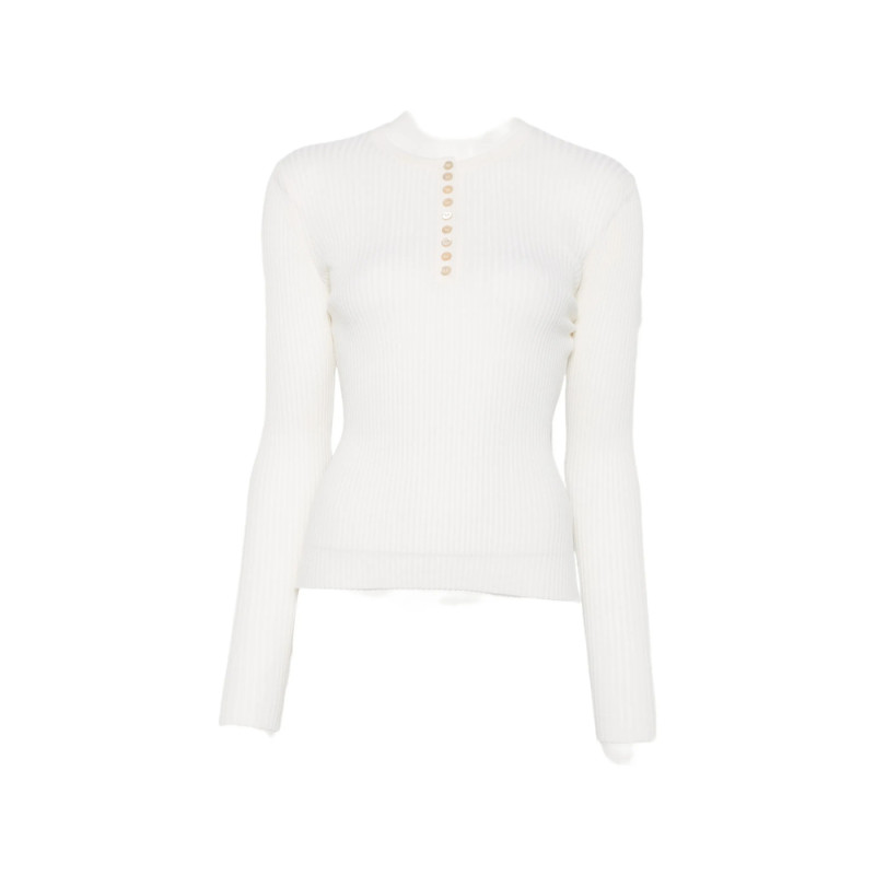 Soft Goat Ribbed-knit Henley Top