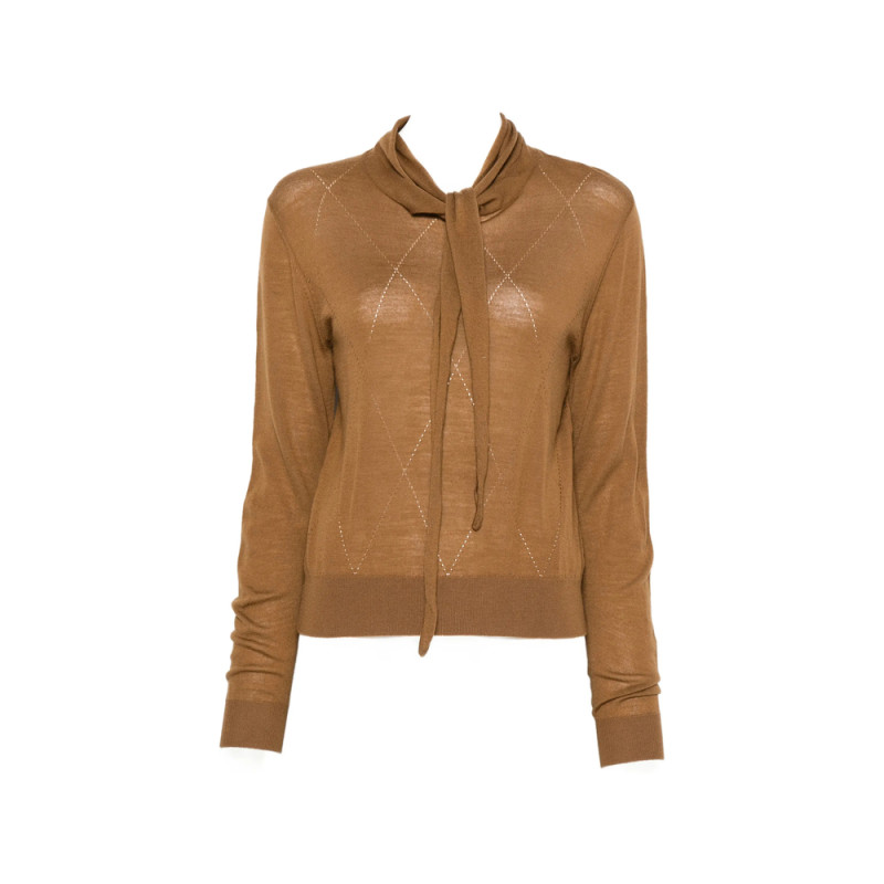 Lamrons Pussy-bow Pointelle-knit Sweater