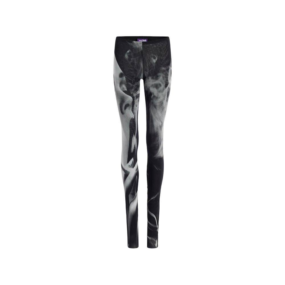 Jean Paul Gaultier Mesh Flare Pants Printed "Smoking Women"