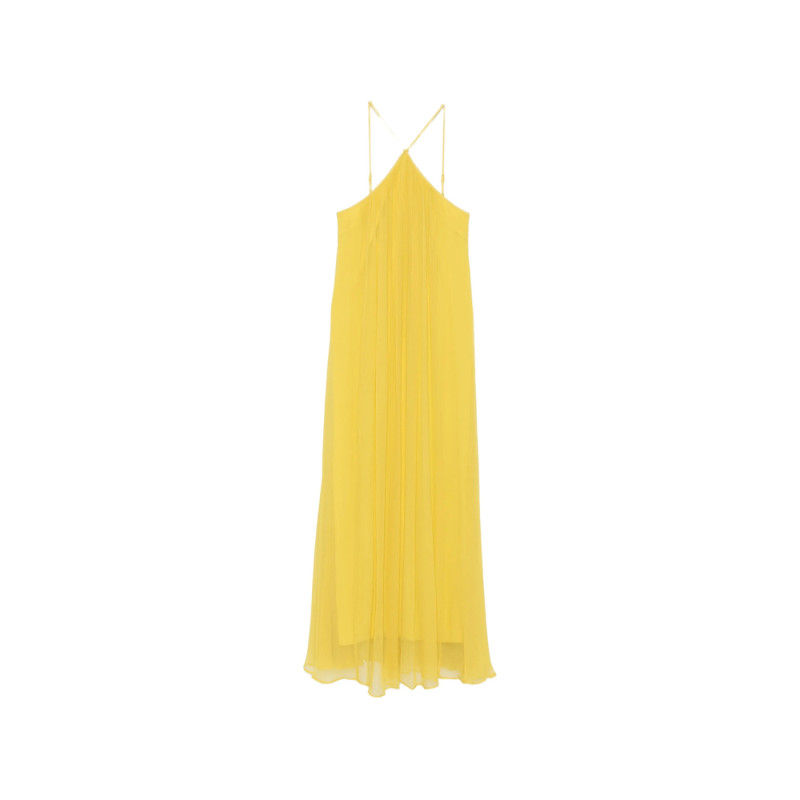 Staud Dasha Pleated Halterneck Maxi Dress