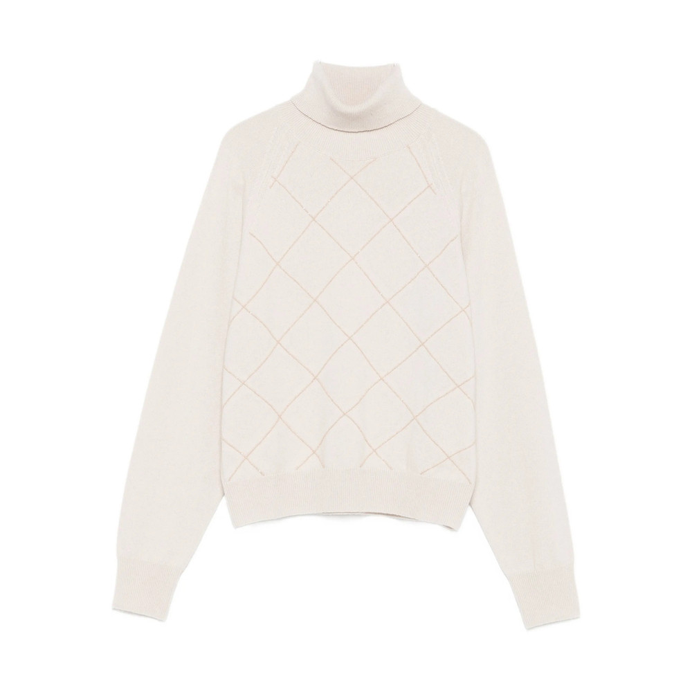 Peserico Diamond-pattern Turtleneck Sweater