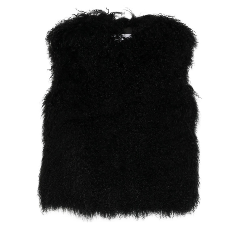 Yves Salomon Sleeveless Curly-fur Vest