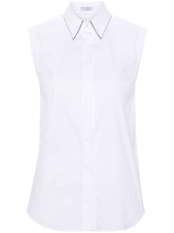 sleeveless button-up shirt