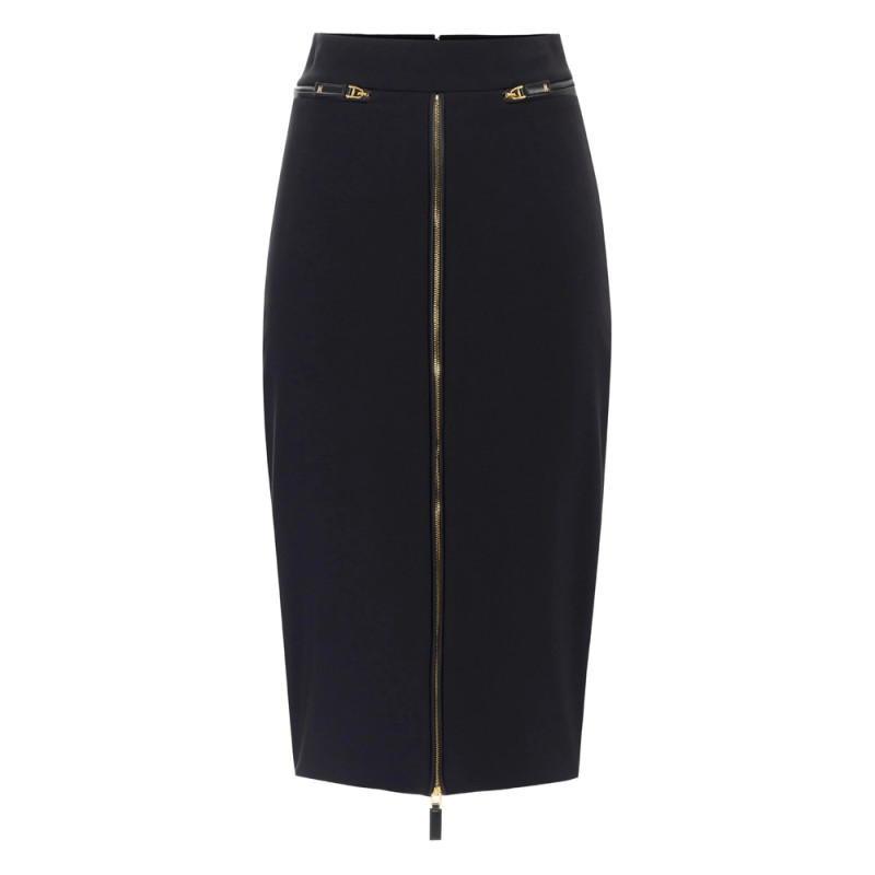 Elisabetta Franchi Zip-front Crêpe Midi Skirt