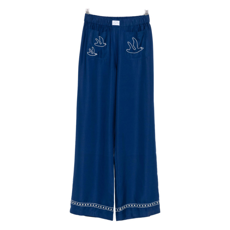 Maison Labiche Bird-embroidered Trousers