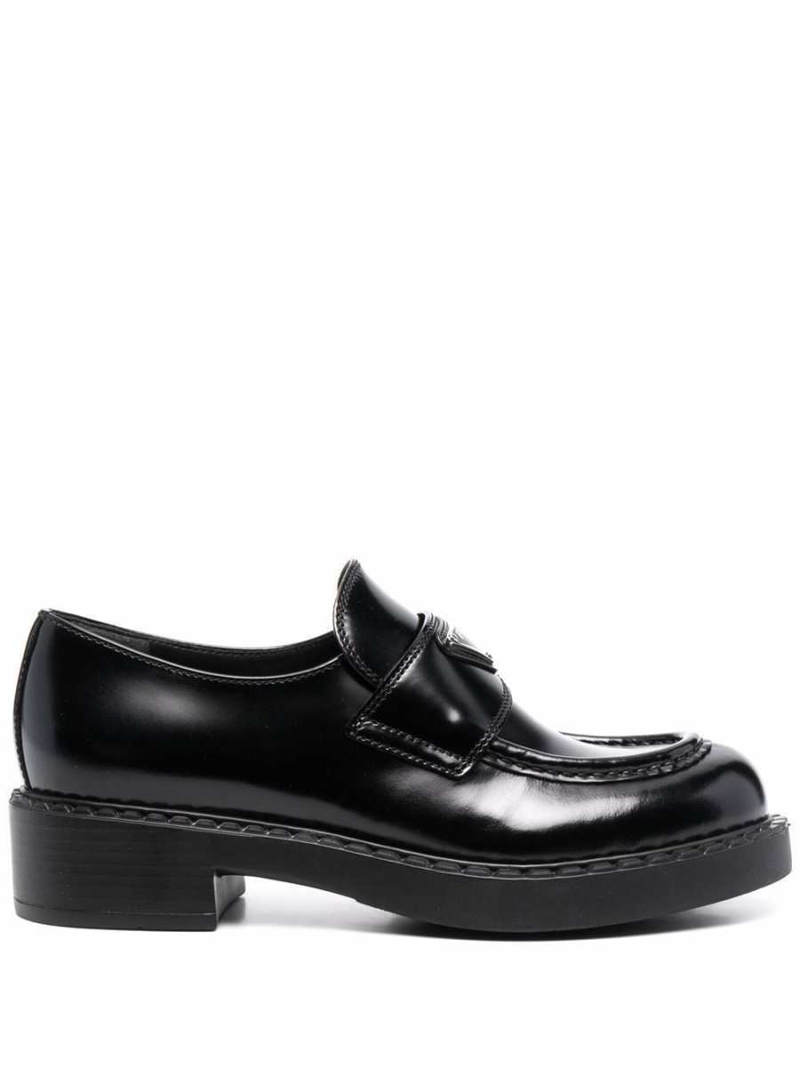 Chocolate brushed leather loafers