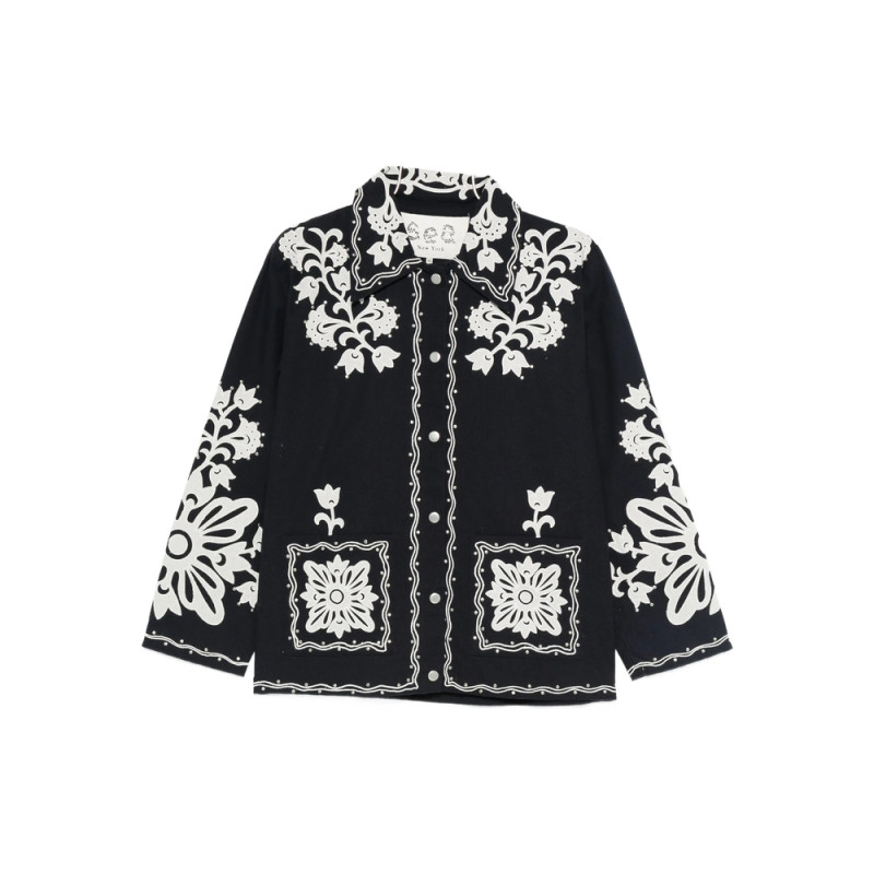 Sea Floral-embroidered Buttoned Jacket