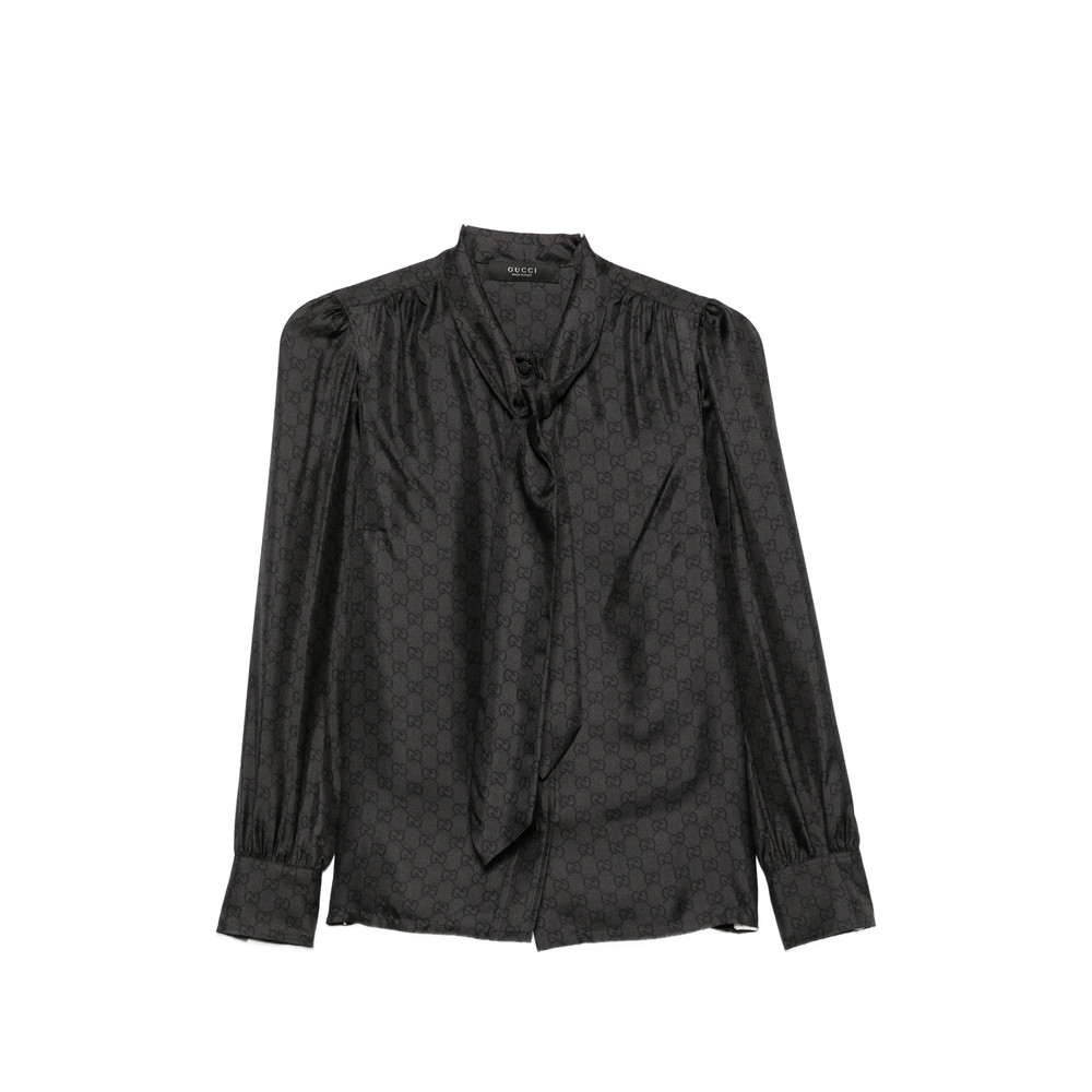 Gucci GG-pattern Pussy-bow-collar Blouse
