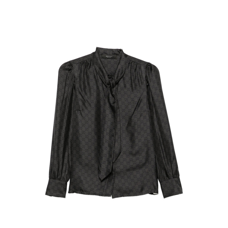 Gucci GG-pattern Pussy-bow-collar Blouse
